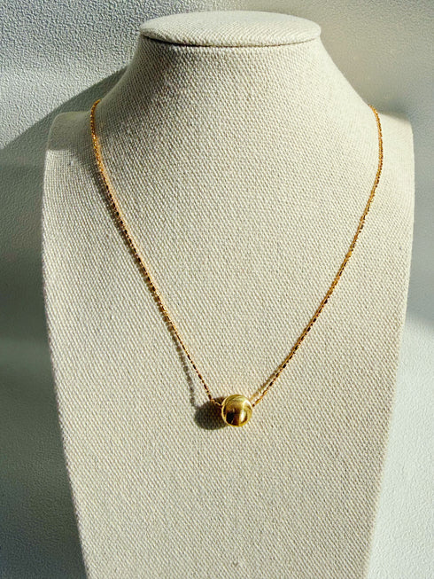 Gold Ball Thread Necklace - 18K Gold Vermeil / Sterling Silver